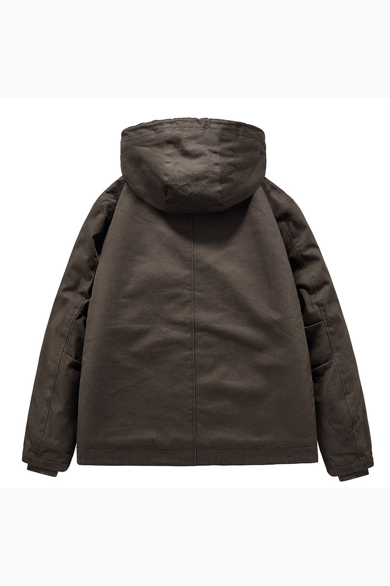 Relaxed Sherpa-Lined Hooded Utility Jacket